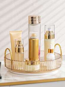 Organizador de Maquiagem Giratório 360°, Suporte de Armazenamento de Maquiagem de Grande Capacidade, Adequado para Penteadeira de Banheiro, Bancada, Suporte de Armazenamento Multinível, Pode Acomodar Garrafas Altas de Maquiagem e Cuidados com a Pele