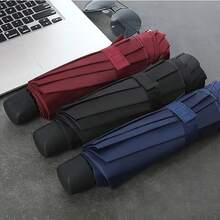 1pc Thick Windproof Umbrella, Manual Sun Shade Umbrella, Blackout Umbrella, 3-Fold Umbrella, Dense Collision-Resistant Canopy, Water-Repellent, Reverse Folding Business Umbrella, 8 Ribs, Comfortable Handle, Compact & Portable, Summer Rainy Umbrella, Travel Umbrella, Wedding Photography Umbrella, Rainy Season Shelter, Elegant Design (Not Suitable For Gale And Rainstorm),Cute Stuff - Default - View 10