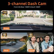 1080P 2/3英寸行车记录仪 - 红外夜视，170°广角，24小时停车监控，重力感应器，循环录像 - 内置音频，可选配32GB TF卡 | 车载安全摄像头（圣诞节/万圣节礼物） - 2-Channels+32G Card - 查看 7