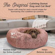 Best Friends By Sheri Original Calming Donut Dog And Cat Bed, Shag Faux Fur, Lavender, (36in X 36in) - Anxiety Relief For Pets Up To 100 Lbs - Dusty Rose Shag - Xem 4