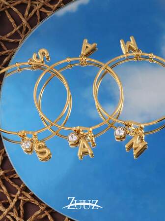 1 st rostfritt stål armband med hjärtformad strass A-Ö bokstavshänge armband armband smycken för flickor och kvinnor