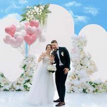 3 Pack Arch Backdrop Cover (7.2FT/6.6FT/6FT), White Wedding Arch Cover, Spandex Balloon Arch Cover, Round Top Chiara Backdrop Arch Cover For Wedding Ceremony, BabyShowe - 白色背景布 - 查看 9