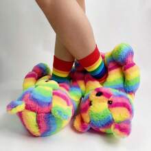 Women's Cotton Piush Adult Slipper Bear Slippers House Slippers Shoes - Flipflop - Rainbow - 查看 1