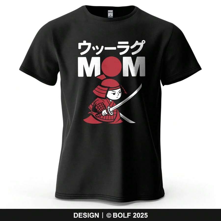 Camiseta de hombre con estampado de guerrero samurái 100% algodón, camisetas gráficas tradicionales de gran tamaño para mujeres, tops, camisetas, ropa de calle - Negro - Ver 1