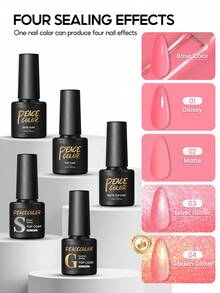 peacecolor 30pcs Jelly Gel Nail Polish Set, Includes White, Pink, Blue, Purple, Crystal Clear Colorful Jelly Gel Nail Polish, With No-Wipe Base Coat And Top Coat, DIY Manicure Gift Set For Women, Valentine's Day Nail Design, New Year Gift Nails - 彩色 - 查看 4