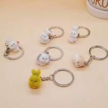 Cute Cartoon Resin Appliqued Three-Dimensional Little Rabbit Keychain. Cute And Exquisite Cartoon Animal Couple Bag/Phone/Key Pendant. Party Gift. - Multicolor - View 5