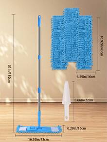 Cây lau nhà chuyên nghiệp điều chỉnh được 51 inch - Làm sạch bụi bẩn, thấm hút ẩm, loại bỏ bụi - Miếng lau có thể giặt máy (chất liệu chenille), thích hợp cho sàn gỗ cứng, gạch men, sàn gỗ công nghiệp, đá cẩm thạch - Dùng cho nhà cửa, nhà bếp, phòng tắm. - Nhiều màu - Xem 8