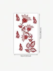 1 hình xăm tạm thời bằng henna, họa tiết ren hoa màu nâu đỏ, chống thấm nước, chống mồ hôi, có thể giặt được, hình xăm vẽ tay sống động như thật, thích hợp cho đám cưới, tiệc tùng, lễ hội. - Đỏ - Xem 8