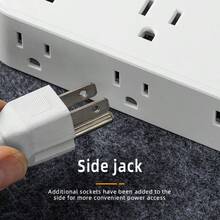 16-In-1 Power Strip With Surge Protection And One-Touch Control Switch - 12 Spacious AC Outlets With 2 USB Ports And 2 Type-C - Wall-Mountable Extension Cord For Office, Study, Home, And School Use - US Plug, 110V-130V Rectangle Power - 白色 - 查看 7