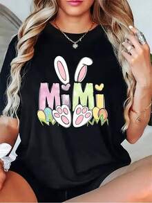 Bunny Ears And Paw Print Greeting Card Design Womens Tshirt  Whit (2) - màu đen - Xem 1