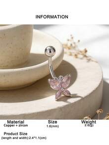 1pc Fashionable Butterfly Navel Piercing Ring, Suitable For Daily Wear, Beach, Party And Other Occasions