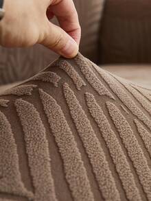 1件装咖啡色绒面布料叶子图案弹力裙摆式沙发套，裙摆式设计沙发家居保护套，北欧现代涤纶防尘防滑加厚沙发套，适用于1/2/3/4人座沙发，尤其适合秋冬季家居装饰。 - 咖色 - 查看 9