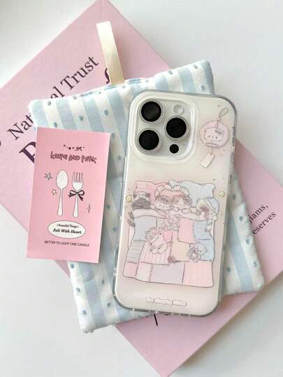 Cute Cartoon Cat Sleep, Lovely Lolita Style Drop Protection Shell Of Individual Character Vogue, Suitable For Iphone17 Iphone17promax/IPhone16 Pro Max/IPhone15 Pro/Iphone14 Iphone13/12/11, It's Suitable As A Christmas Gift For Family Members/Friends/Sisters/Girlfriends