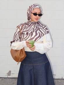 1 chiếc khăn quàng cổ nữ, khăn trùm đầu họa tiết da báo phong cách Bohemian, nhẹ và thoáng khí, phù hợp để sử dụng hàng ngày. - màu cà phê trắng - Xem 2