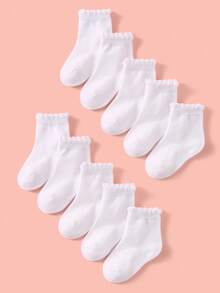 5/10 Pairs Solid Color Lace Trim Children Socks, Soft & Comfortable Casual Versatile Sports School Socks, Minimalist Cartoon Retro Solid Color Lace Socks, Suitable For Daily Wear, Back To School, Campus, Sports, Classroom, New Semester, Students, Back To School Season, Outdoor Activities, Home Leisure, Multiple Combinations Available - Multicolor - View 6
