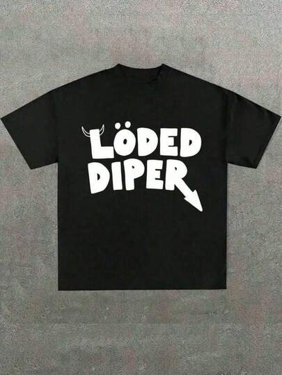 Men's Casual Tshirt Women's Graphic Tee Men's Casual Print Round Neck Short Sleeve T-Shirt Comfortable And Breathable Round Neck Men's T-Shirt With Black Graffiti LODED DIPER Print Pattern, Made Of 100% Pure Cotton Soft Fabric, Street Fashion, Minimalist Design, Simple And Artistic Design, Suitable For Personalized Dressing Casual Summer T-Shirt,Comfortable Outdoor Casual Wear Girls Clothes Men's Outfits Women's Clothing Men's Anime Top Graphic T-Shirt For Men & Women Quick Ship Tops For Women Men New Year Outfit Gift For Girlfriend Boyfriend
