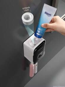 Random Style Automatic Wall-Mounted Toothbrush Holder, Waterproof, Slouchy Toothpaste Dispenser, Suitable For Toothpaste And Toothbrush, Home Bathroom - Grey - View 5