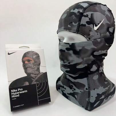  1pc Nike Motorcycle Camouflage Balaclava Hat, Outdoor Sports Windproof Ear Warmer Ski Cycling Unisex Cap