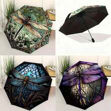 自然蜻蜓印花折叠伞，蜻蜓印花图案遮阳伞，大号遮阳伞，旅行户外伞，户外运动便携伞（带防护功能），精美图案遮阳伞（带防护功能），家居必备，生日礼物，节日礼物