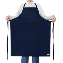 ROTANET Extra Large Apron For Men Adjustable Bib Aprons With 2 Pockets CooFKing Kitchen Women Chef Water & Oil Resistant - 海軍藍 - 查看 1