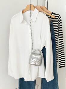 新款女士户外长袖衬衫，学院风户外运动风格，简约时尚长款设计，四向弹力面料，宽松版型，春秋季款