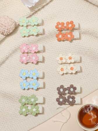 14pcs/Set Cute Floral Fabric Hair Clips, Suitable For Various Occasions