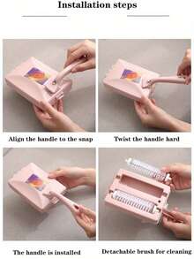 1pc Dual Roller Dust Cleaning Brush, Dual Roller Dust Cleaning Brush, Carpet Cleaning Vacuum Brush, Multi-Function Fabric Lint Remover Brush, Bedding Cleaning Brush, Extended Handle Carpet Brush, Sofa Static Dust Removal Bed Brush - Multicolor - View 8