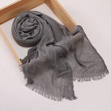 1pc Soft Textured Hijab Scarf, Natural Crinkle Design, Breathable & Comfortable Muslim Headscarf - Multicolor - View 18