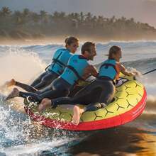 Towable Tube For Boating, 1-3 Riders Inflatable Boat Tubes And Towables, 510 Lbs, 63" Round Water Sport Towable Tubes For Boats To Pull, Full Nylon Cover, EVA Grab Handles And Speed Saf Ety Valve - 63.0" X 14.4" - View 9