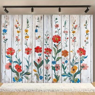 Rural Flower Wood Photography Background White Flower Decoration Background Retro Wood Background Wedding Bridal Shower Background Adult Portrait Photography Studio