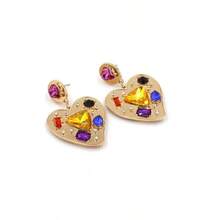 1 Pair Of Personalized Creative Heart-Shaped Alloy Paint Earrings Exaggerated Internet Celebrity Glass Crystal Earrings Earrings - 金色 - 查看 2