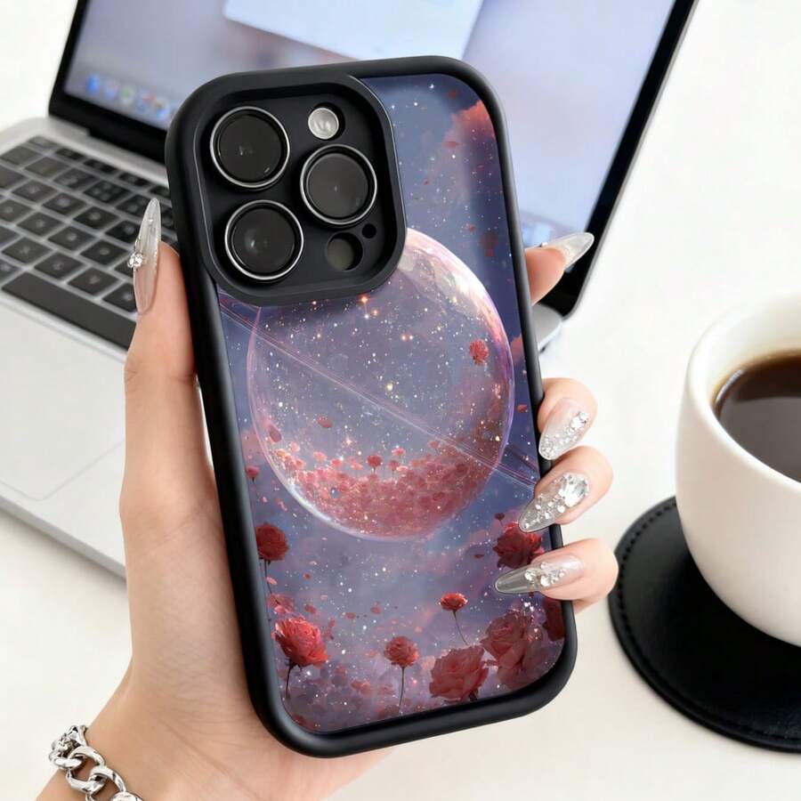 Funda de teléfono de moda, compatible con varios modelos de , y , funda de teléfono con diseño de planeta rosa galaxia para modelos de , y , protector de teléfono, funda de pareja, regalo para novio o novia, presente de vacaciones, este es un regalo popular para amigos o socios, adecuado para ocasiones de negocios. Duradera, resistente a las manchas y a las huellas dactilares, esta nueva funda para teléfono de hombres y mujeres es un gran regalo. - Burdeos - Ver 1