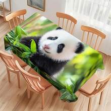 1 szt. Obrus z nadrukiem cyfrowym z motywem pandy i bambusa, prostokątna tkanina poliestrowa, odpowiedni do wystroju domu, kuchni, ogrodu, spotkań świątecznych, wesel, restauracji i dekoracji imprezowych - Wielokolorowe - Zobacz 10