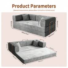 78'' No Assembly Corduroy Cloud Couch For Living Room - Ergonomic Deep Seat Sectional Sofa With Memory Foam For Reading, Rest & Sleep, Convertible Sofa Cama & Spacious Sofa For Living Room - 淺灰色 - 查看 4