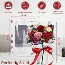 Vaanshie Bouquet de Flores Eternamente Frescas Bouquet de Rosas Rosas-Rojas Preservadas de Larga Duracion para el Dia de San Valentin Navidad Aniversario Regalos de Cumpleaños para Ella - Rojo - Ver 2