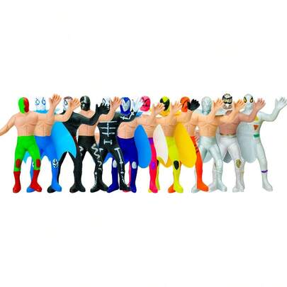 TendenciaSet 12 Luchadores Plastico Flexi 11cm Juguete Lucha Libre MxCalidad premium