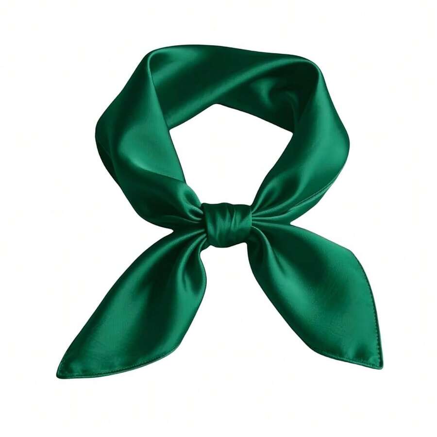 Lilike Silk Feeling Square Neck Scarf 28\ X 28\ Ascot For Women Men Retro Cosplay Halloween Accessory,28inchx28inch,DarkGreen - 深綠色 - 查看 1