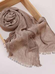 1pc Soft Textured Hijab Scarf, Natural Crinkle Design, Breathable & Comfortable Muslim Headscarf - Multicolor - View 6