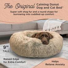 Best Friends By Sheri The Original Calming Donut Dog Bed – Washable Plush Pet Bed For Large Breeds Up To 100 Lbs, Shag Faux Fur, Taupe, Large (36" X 36") - 灰鏗鏘 - 查看 5