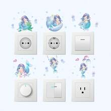 BRUP 1/2/6张海底美人鱼墙贴，适用于儿童房、婴儿房、女宝宝房间装饰，可移除卡通公主城堡贴纸，海洋主题婴儿房墙贴 - 彩色 - 查看 8