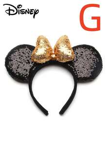 Disney 1个迪士尼米奇米妮亮片蝴蝶结发箍，卡通米妮3D亮片蝴蝶结加厚发箍，圣诞节/万圣节/生日礼物 - 黑色 - 查看 12