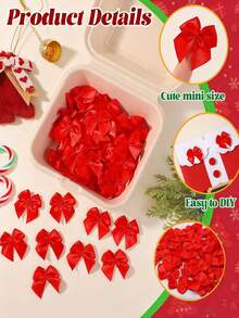 30/50/100 Peças Laços de Fita, Laços de Fita Vermelha Embrulhada, Mini Laços de Fita de Cetim para Artesanato DIY e Decorações de Presentes, Sapatos, Roupas, Caixas de Presente, Flores de Laço Feitas à Mão, Decorações de Bolo, Acessórios de Lingerie e Meias