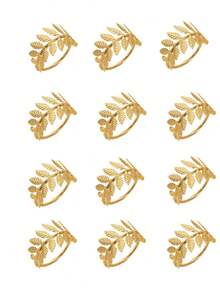 2/4/6pcs Set Elegant Gold Napkin Rings, Dining Table Decor, High-Quality Surface Treatment, Sturdy Structure, Tabletop Decoration, Essential For Banquets, Suitable For Weddings, Parties, Events, Countryside Gatherings, Outdoor Camping And Birthday Party Table Settings - Gold - View 12