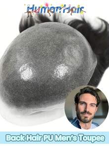 Back Hair Style 0.06mm Ultra Thin Skin Full PU Men Toupee Human Hair Natural Hairline 13x18cm 15x20cm Ultra Thin Breathable PU Transparent Full Biological Scalp Prosthesis Toupee Durable Human Hair Buzz Cut Toupee Men Breathable Male Hair Prosthesis Capillary Men Natural Black Color - Natural Black - Xem 1