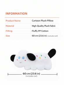 60 Cm Cartoon Plush Pillow Made Of Ultra-Soft Fabric With Fluffy PP-Cotton Filling. Adorable Animal Design With Bright Colors Offers Cozy Support For Sleeping, Lounging, Or Decor. Perfect For Beds, Sofas, Dorms, And Gifts. - 60cm - View 4