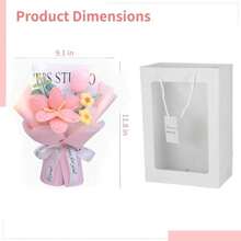 QY- Crochet Flower Bouquet Pink Handmade Knitted Flowers Arrangement Everlasting Artificial Flowers Mother's Day Valentine's Day Gift 11.8 X 9.1 In With Gift Bag -5691 - 粉色 - 查看 4