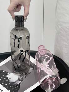 BENNY 750毫升（25盎司）3D蝴蝶结造型水瓶，蝴蝶结装饰水瓶，渐变哑光塑料户外运动水瓶，防滑防漏设计，适合健身、沙漠旅行、热带主题等场合，创意便携运动水杯，黑粉色时尚水瓶，也适合办公使用。 - 多色2 - 查看 9
