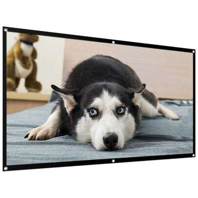 VOJCBKRE 84-Inch Projection Screen, 16:9 HD Foldable Portable Wrinkle-Resistant Double-Sided Projection Screen, Suitable For Home, Party, Office, Classroom And More (With Hooks)