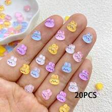 20/50/100 Pcs Mixed Random Cute Mini Colorful Rabbit Series Resin Craft DIY Jewelry Making, 3D Charms, Nail Art Decorations, Suitable For Women/Girls, Easter - Multicolor - View 7
