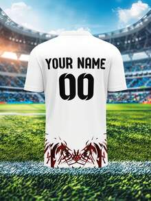 Tricou personalizat, tricou de fotbal pentru bărbați, dintr-o singură bucată, cu guler în V, pentru antrenament de echipă sportivă, personalizabil față și spate cu nume, număr, logo, potrivit pentru evenimente în campus, uniforme de echipă, casual, petrecere, croială confortabilă, potrivit pentru sporturi de agrement, antrenament, primăvară/vară/toamnă, modern, minimalist, personalizat - Multicolor - Vizualizare 4